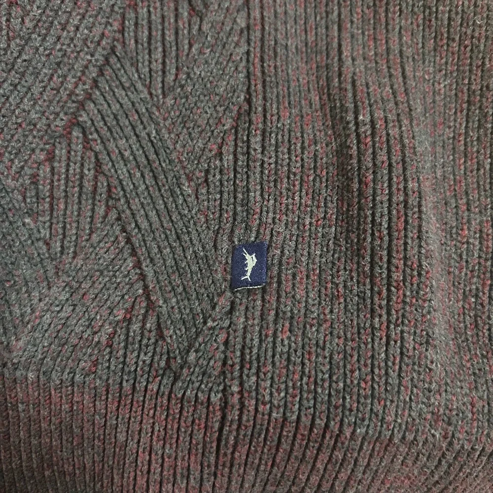 Tommy Bahama Dark Gray n Burgundy Quarter Zip-Up Men Sweater Size Large - Picture 9 of 11
